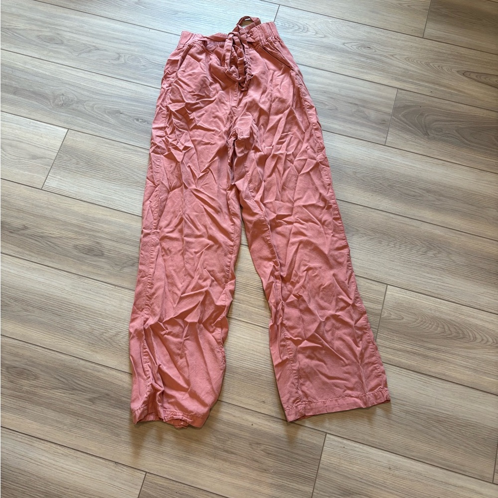 Pink Mauve High-Waisted Wide Leg Tie Belted Pants size XS